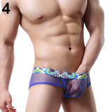 Men's Fashion Sexy See-through Underpants U Convex Thin Mesh Briefs Underwear