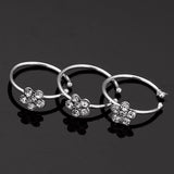 Small Thin 5 Rhinestones Flower Nose Hoop Stud Ring Body Piercing Jewelry
