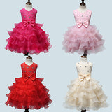 Girls Bowknt 5-Layer Skirt Princess Tutu Wedding Birthday Baptism Cake Dress