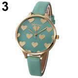 Women Geneva Love Heart Dial Analog Faux Leather Band Quartz Wrist Watch