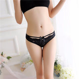 Sexy Women Briefs Solid Color Lace Floral Bowknot Low Rise Underwear Panties