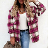 Plaid Green Shirt Women Coat Jacket Casual Oversized Streetwear