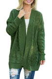Army Green Knit Texture Long Sleeve Cardigan with pockets