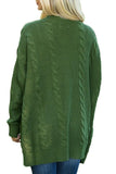 Army Green Knit Texture Long Sleeve Cardigan with pockets