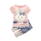 Baby Girls Bunny Embroidered Short Sleeve Suit Set