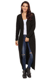 Black Open Front Pockets Knit Long Cardigans