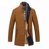 Thicker Mens Trench Coats 2017 Winter Long Wool Trench Coat Men Slim