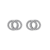 Charm Double Round Intertwined Stud Earrings Cubic