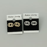 Charm Double Round Intertwined Stud Earrings Cubic