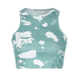 Cotton Ribbed Tie Dye Crop Top Streetwear