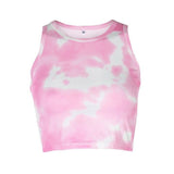 Cotton Ribbed Tie Dye Crop Top Streetwear