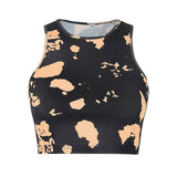 Cotton Ribbed Tie Dye Crop Top Streetwear