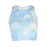Cotton Ribbed Tie Dye Crop Top Streetwear