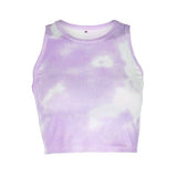 Cotton Ribbed Tie Dye Crop Top Streetwear