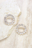 Large Crystal & 18k Gold Plated Circle Stud Earrings
