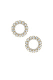 Large Crystal & 18k Gold Plated Circle Stud Earrings