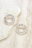 Large Crystal & 18k Gold Plated Circle Stud Earrings