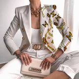 Elegant Butterfly Print Office Lady Blazer Coat