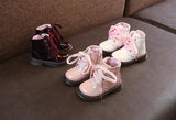 Fashion Children Boots Girls Boys Waterproof Leather Zipper Rubber Mar