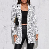 Long Sleeves Suit Jacket Elegant Fall Winter Office Lady Cardigan Coat