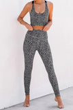 Fashion Gray Cheetah Print Sport Bra Pants Set