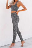 Fashion Gray Cheetah Print Sport Bra Pants Set