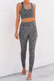 Fashion Gray Cheetah Print Sport Bra Pants Set