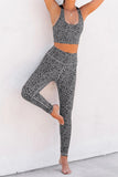 Fashion Gray Cheetah Print Sport Bra Pants Set
