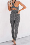 Fashion Gray Cheetah Print Sport Bra Pants Set
