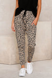 Fashion Khaki Casual Skinny Leopard Print Pants