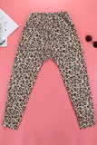 Fashion Khaki Casual Skinny Leopard Print Pants