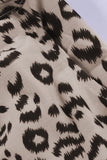 Fashion Khaki Casual Skinny Leopard Print Pants