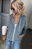 Fashion Sky Blue Zip-up Hoodie Jacket