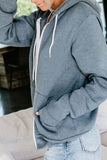 Fashion Sky Blue Zip-up Hoodie Jacket