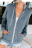 Fashion Sky Blue Zip-up Hoodie Jacket