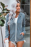 Fashion Sky Blue Zip-up Hoodie Jacket