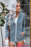 Fashion Sky Blue Zip-up Hoodie Jacket