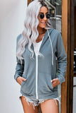 Fashion Sky Blue Zip-up Hoodie Jacket