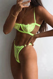 Green Lace Balconette Bralette Lingerie Set