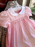 Princess Elegant smocked Cotton Kids Girls Solid Handmade dress