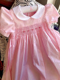Princess Elegant smocked Cotton Kids Girls Solid Handmade dress