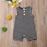 Baby Boy Girl Striped Clothes Sleeveless Jumpsuit