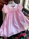 Princess Elegant smocked Cotton Kids Girls Solid Handmade dress