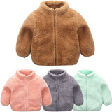 winter jackets Cute Zip Solid Warm Thick Fleece Coat Kid Clothes