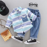 striped shirt+jeans 2pcs set Newborn baby boy clothes