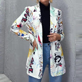 Long Sleeves Suit Jacket Elegant Fall Winter Office Lady Cardigan Coat