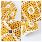 Handmade Sunflower Knit Sweater Cardigan Coat