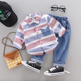 striped shirt+jeans 2pcs set Newborn baby boy clothes
