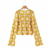 Handmade Sunflower Knit Sweater Cardigan Coat