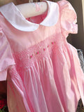 Princess Elegant smocked Cotton Kids Girls Solid Handmade dress